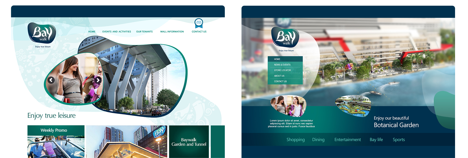 Portfolio design inspiration website, mobile, responsive komunigrafik 2020 for client baywalk mall