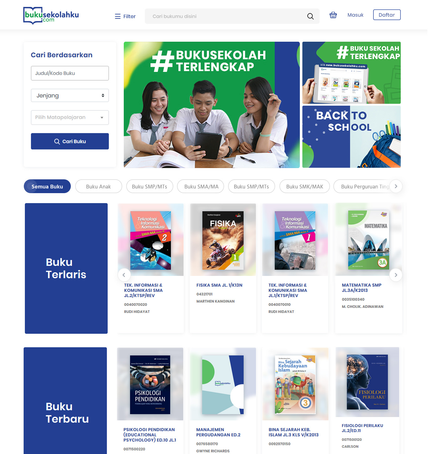 Komunigrafik project web design portfolio inspiration 2020 template toko online, untuk buku sekolahku PT Penerbit Erlangga offical ecommerce online shop with payment gateway, Jakarta Timur, Indonesia