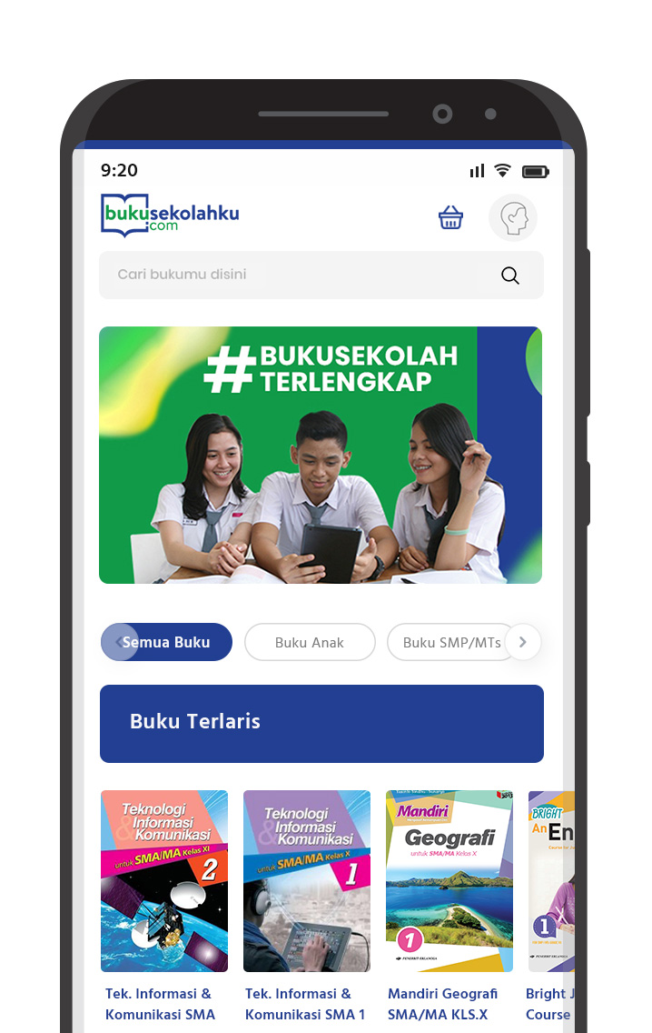 Komunigrafik web design and developer Jakarta, Bali, Indonesia - Project Showcase and Portfolio Responsive Mobile, android app, untuk client toko buku online new buku sekolahku PT penerbit erlangga - Jakarta Pusat