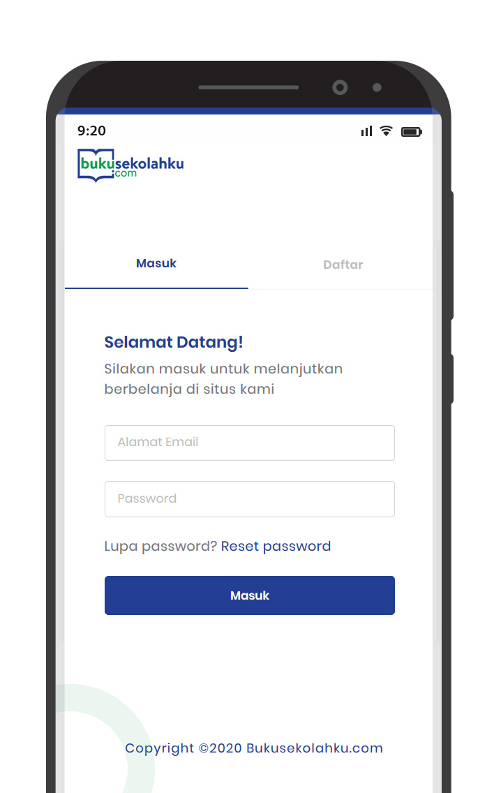 Komunigrafik web design and developer Jakarta, Bali, Indonesia - Login page Project Showcase and Portfolio Responsive Mobile, android app, untuk client toko buku online new buku sekolahku PT penerbit erlangga - Jakarta Selatan