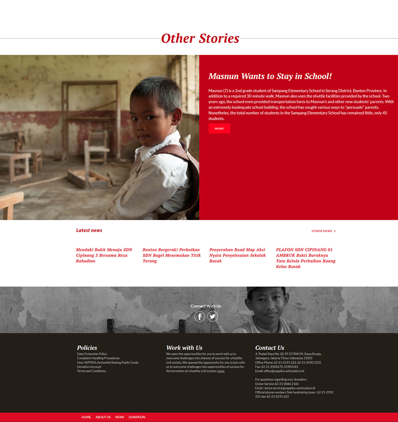 Komunigrafik project portfolio inspiration template web design and web developer, Yappika ActionAid Organization, web donation and campaign crowd funding, and charity, foundation, Jakarta Selatan, Indonesia